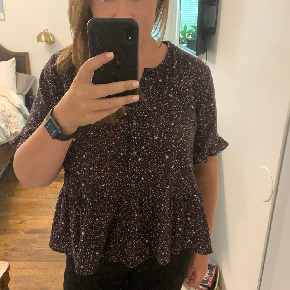 Madewell peplum top with stars